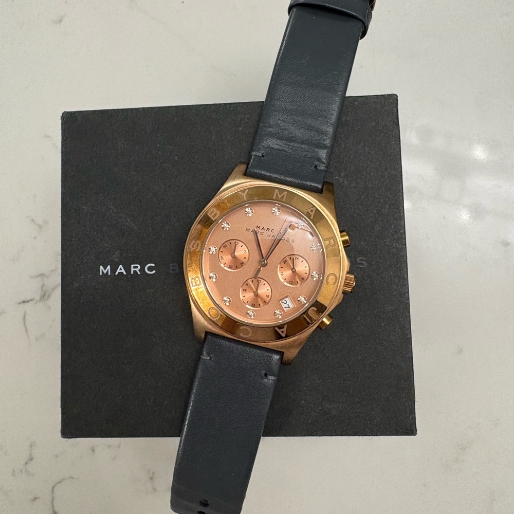 Marc Jacobs Rose Gold and Black Chronograph Watch